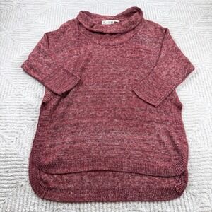 Field Flower Anthropologie Sweater Women's Medium Burgundy Boho Marled Tunic
